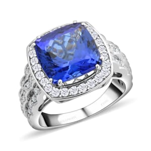 Certified & Appraised Rhapsody 950 Platinum AAAA Tanzanite and E-F VS Diamond Ring (Size 6.5) 13 Grams 8.40 ctw