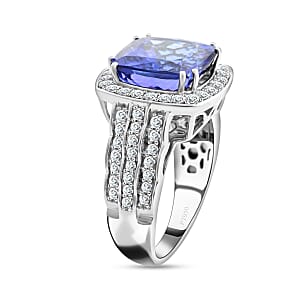 Certified & Appraised Rhapsody 950 Platinum AAAA Tanzanite and E-F VS Diamond Ring (Size 8.5) 13 Grams 8.40 ctw