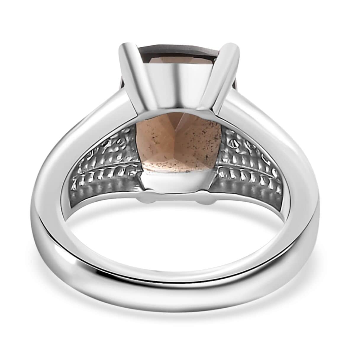 Brazilian Smoky Quartz, White Zircon Ring in Stainless Steel (Size 10.0) 4.25 ctw image number 4