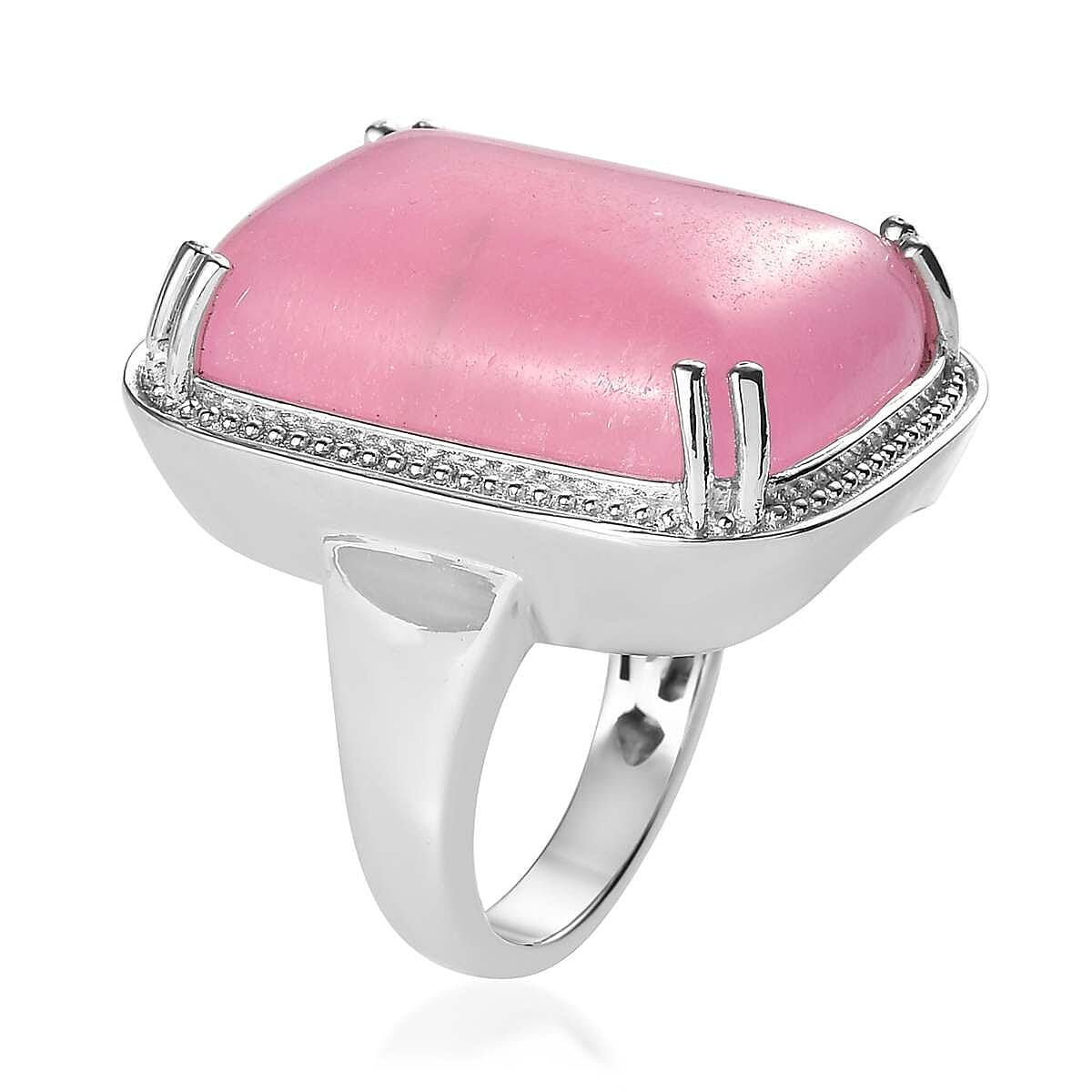Pink Jade (D) Solitaire Ring in Platinum Over Copper (Size 10.0) 35.00 ctw
