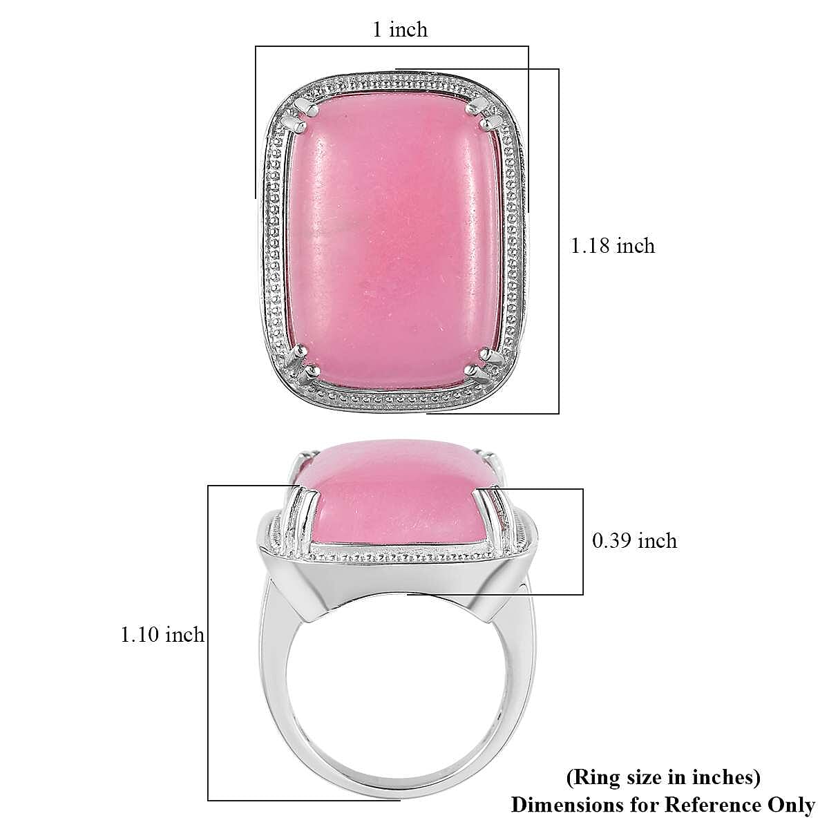 Pink Jade (D) Solitaire Ring in Platinum Over Copper (Size 10.0) 35.00 ctw