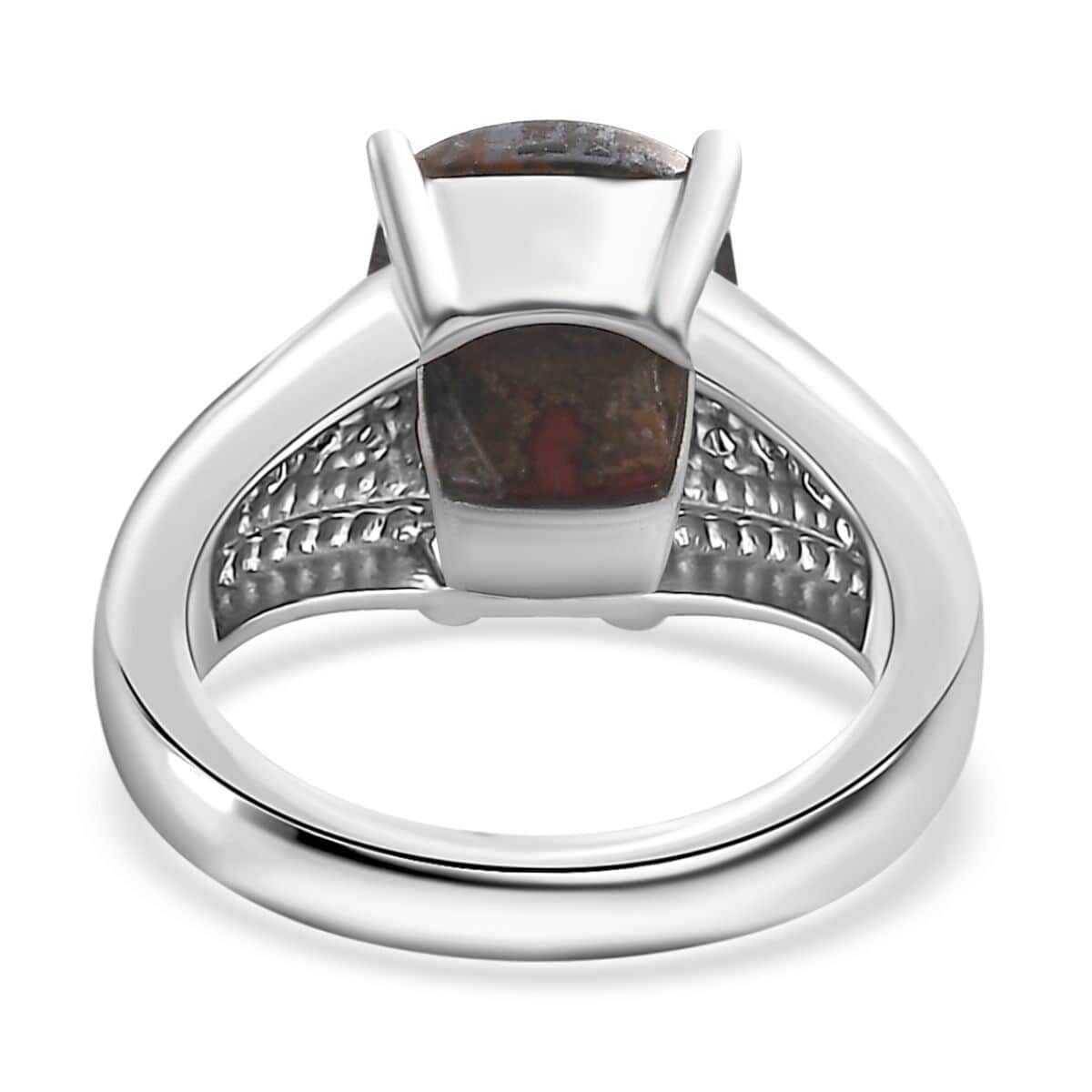 Slice Agate and White Zircon 4.00 ctw Ring in Stainless Steel (Size 7.0) image number 4