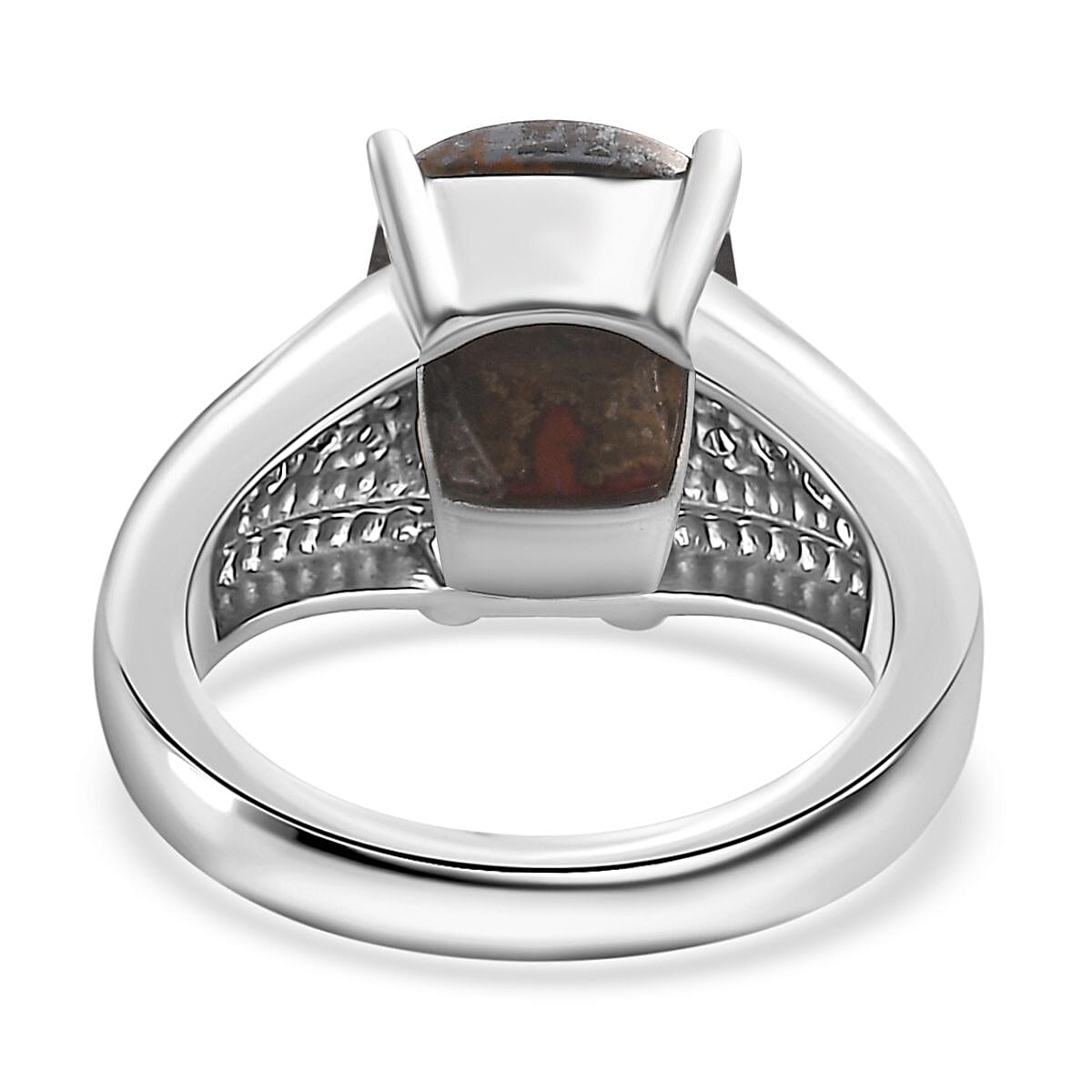 Slice Agate and White Zircon 4.00 ctw Ring in Stainless Steel (Size 9.0) image number 4
