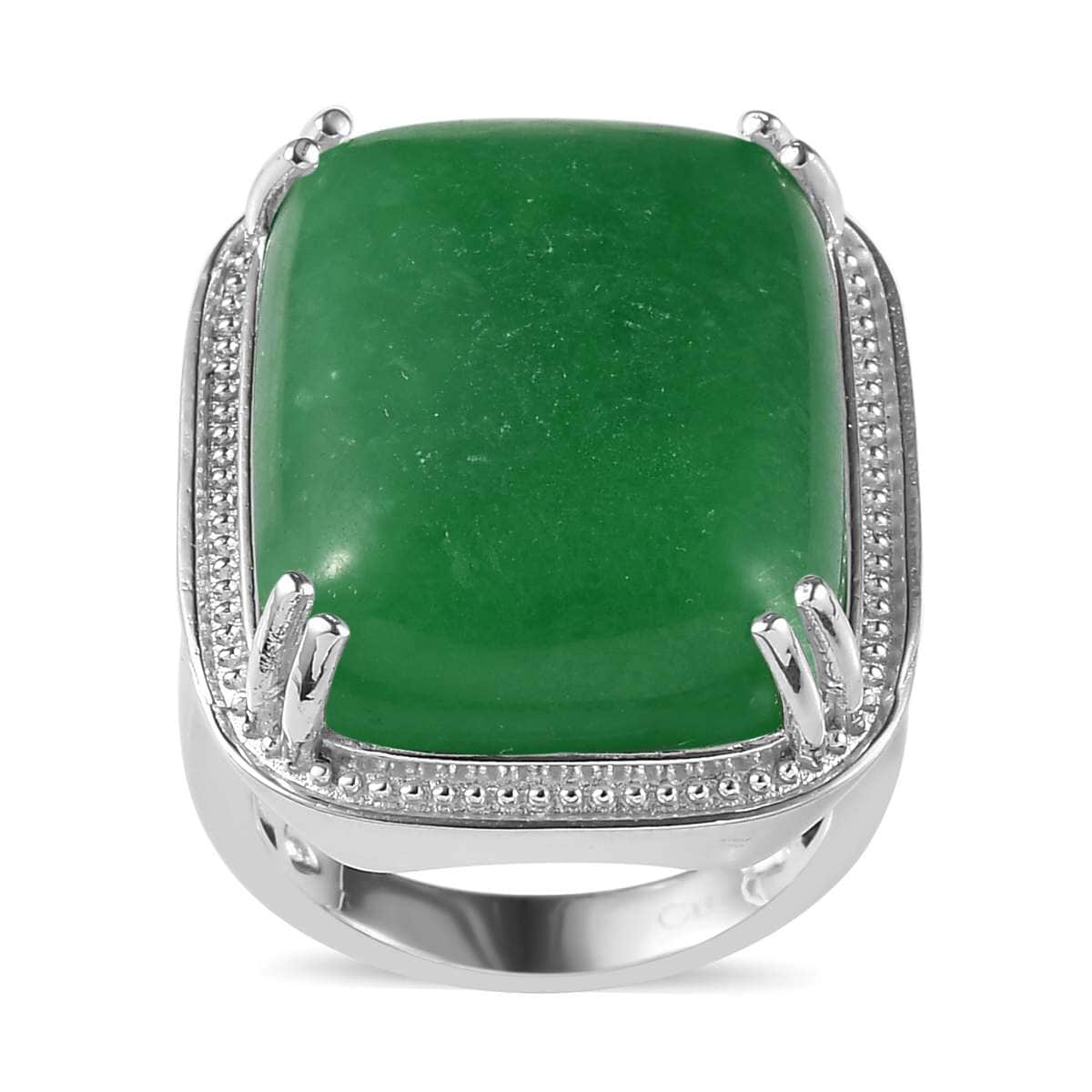 Green Jade (D) Solitaire Ring in Platinum Over Copper (Size 7.0) 32.50 ctw image number 0