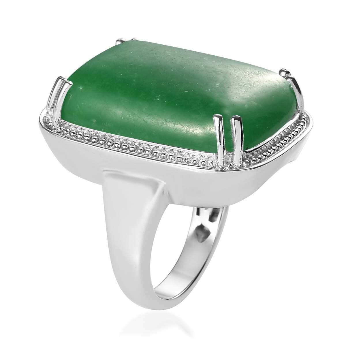 Green Jade (D) Solitaire Ring in Platinum Over Copper (Size 7.0) 32.50 ctw image number 3