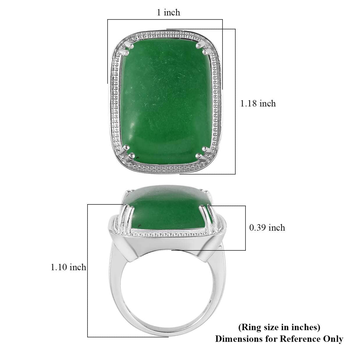 Green Jade (D) Solitaire Ring in Platinum Over Copper (Size 7.0) 32.50 ctw image number 5