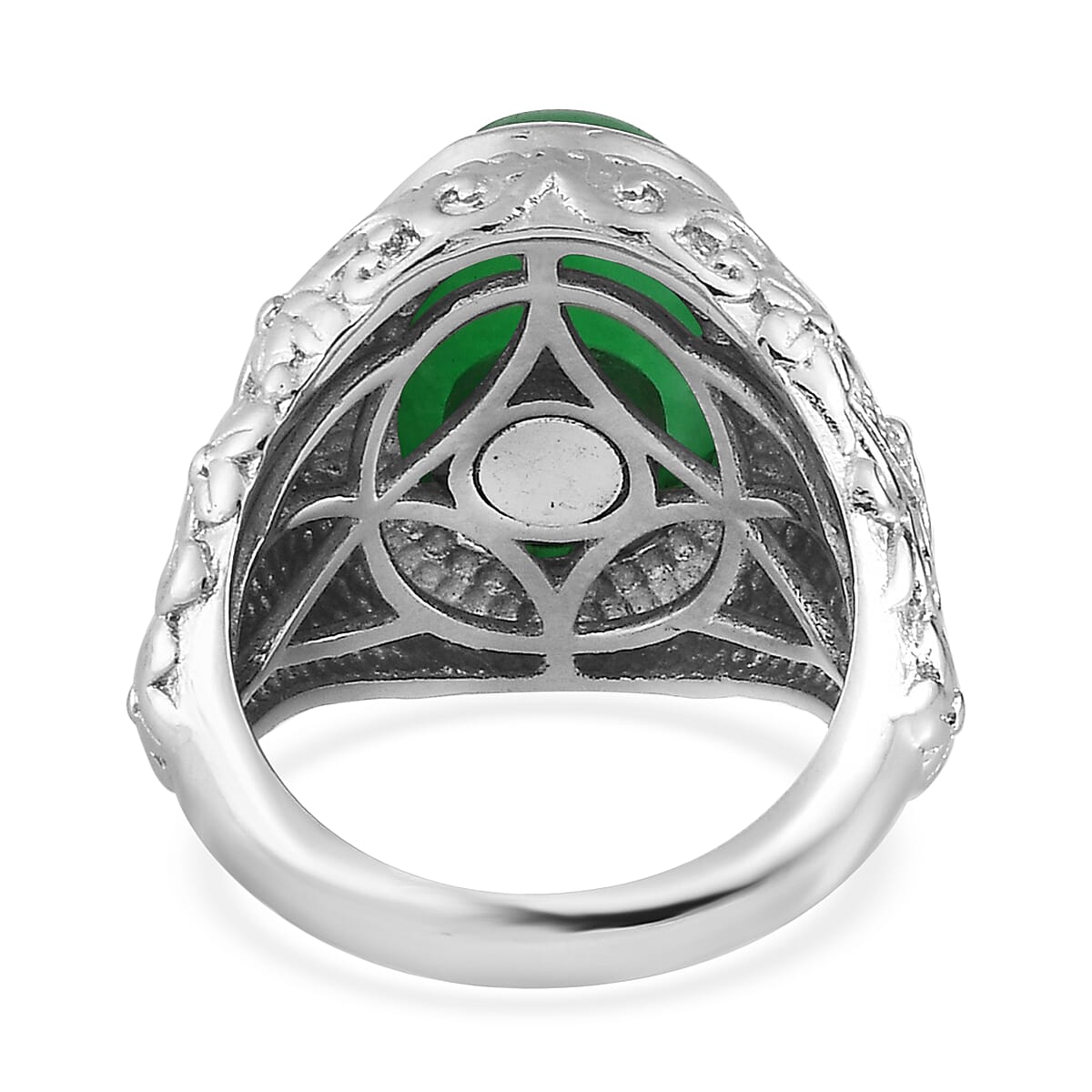 Green Jade (D) Solitaire Ring in Platinum Over Copper with Magnet (Size 10.0) 6.25 ctw