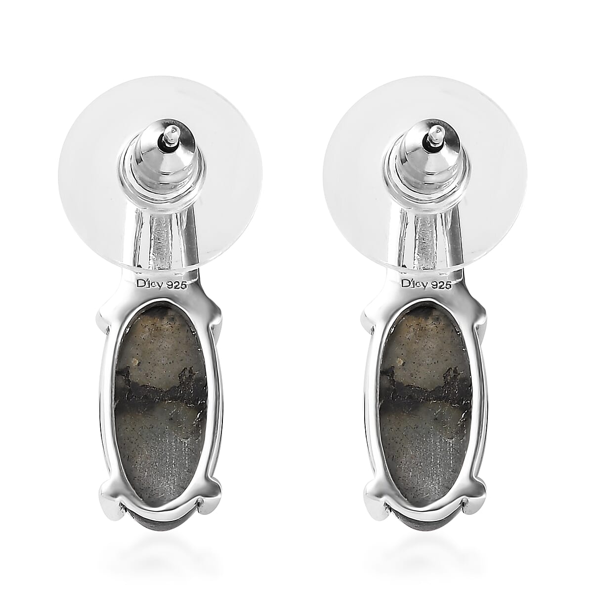 D'Joy Malagasy Labradorite Solitaire Stud Earrings in Sterling Silver 7.65 ctw