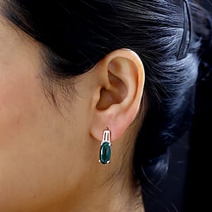 African Malachite Solitaire Stud Earrings in Sterling Silver 8.35 ctw