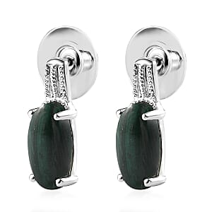 African Malachite Solitaire Stud Earrings in Sterling Silver 8.35 ctw