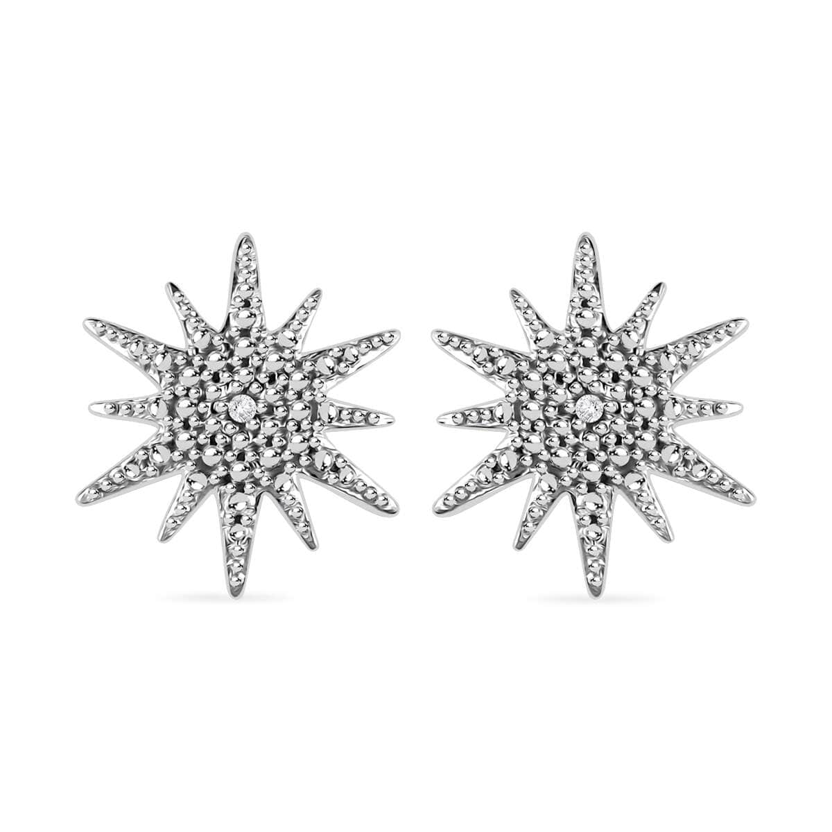 Diamond Accent Sunburst Stud Earrings in Platinum Over Sterling Silver image number 0