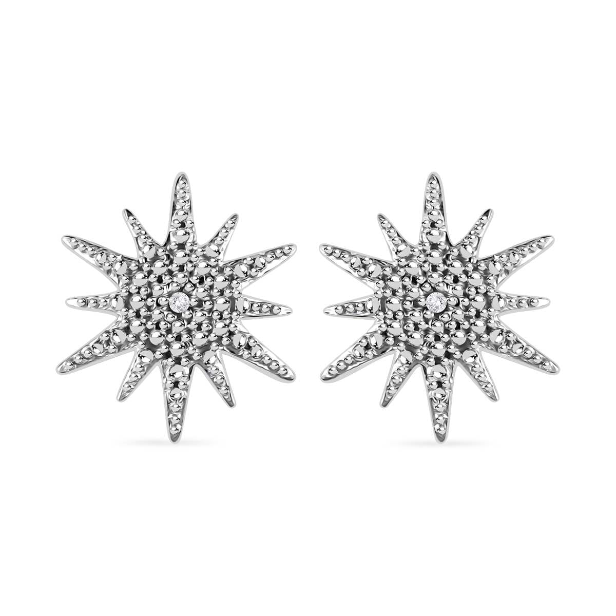 Diamond Accent Sunburst Stud Earrings in Platinum Over Sterling Silver image number 0