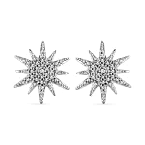 Diamond Accent Sunburst Stud Earrings in Platinum Over Sterling Silver