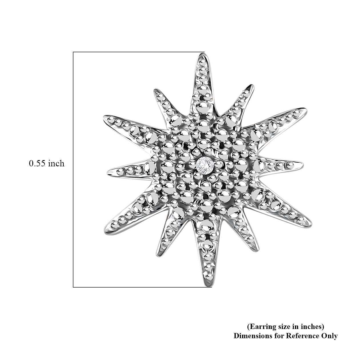 D'Joy Diamond Accent Sunburst Stud Earrings in Platinum Over Sterling Silver