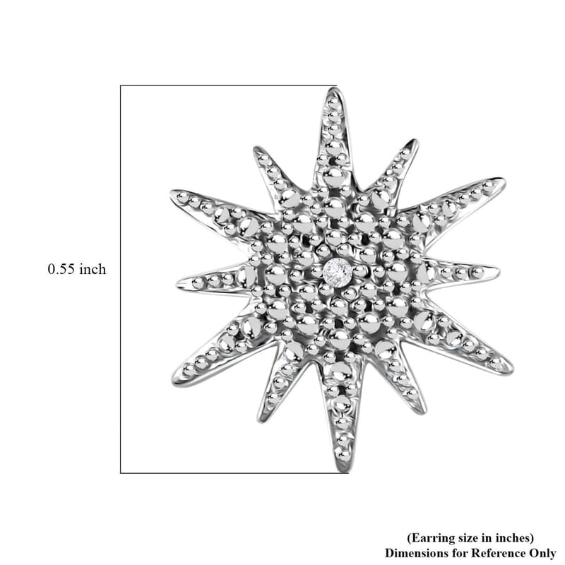 D'Joy Diamond Accent Sunburst Stud Earrings in Platinum Over Sterling Silver