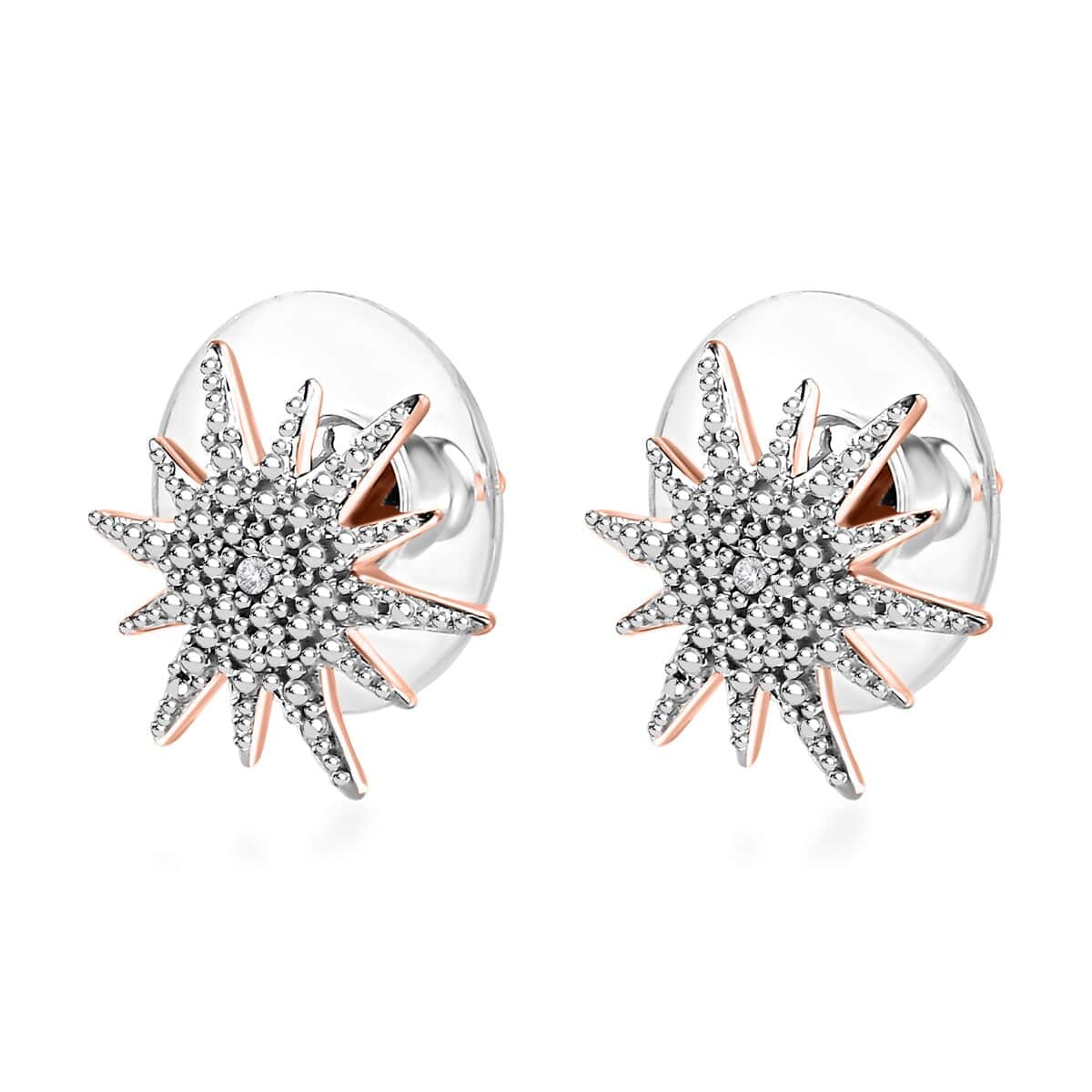 Diamond Accent Sunburst Stud Earrings in 14K Rose Gold Over Sterling Silver image number 3