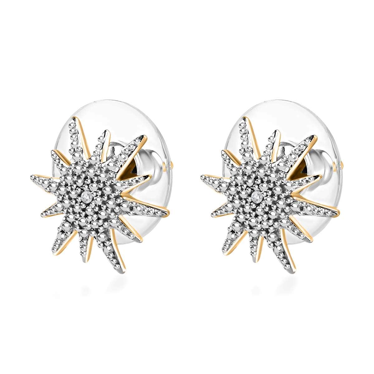 Diamond Accent Sunburst Stud Earrings in 14K Yellow Gold Over Sterling Silver image number 3