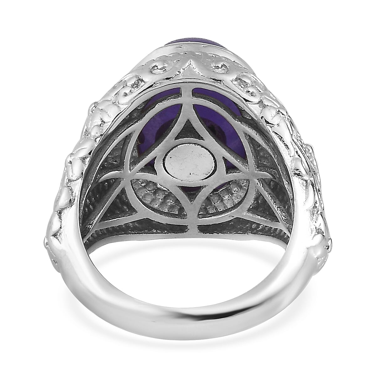 Purple Jade (D) Solitaire Ring in Platinum Over Copper with Magnet (Size 5.0) 7.10 ctw image number 4