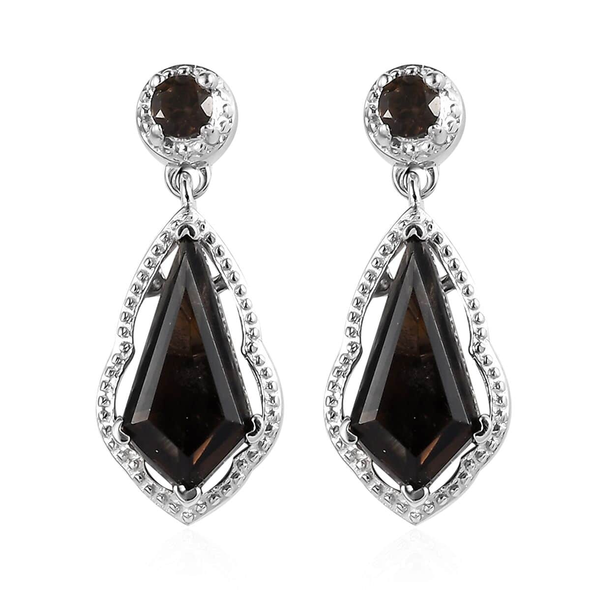 Brazilian Smoky Quartz Earrings in Platinum Over Copper 3.30 ctw image number 0