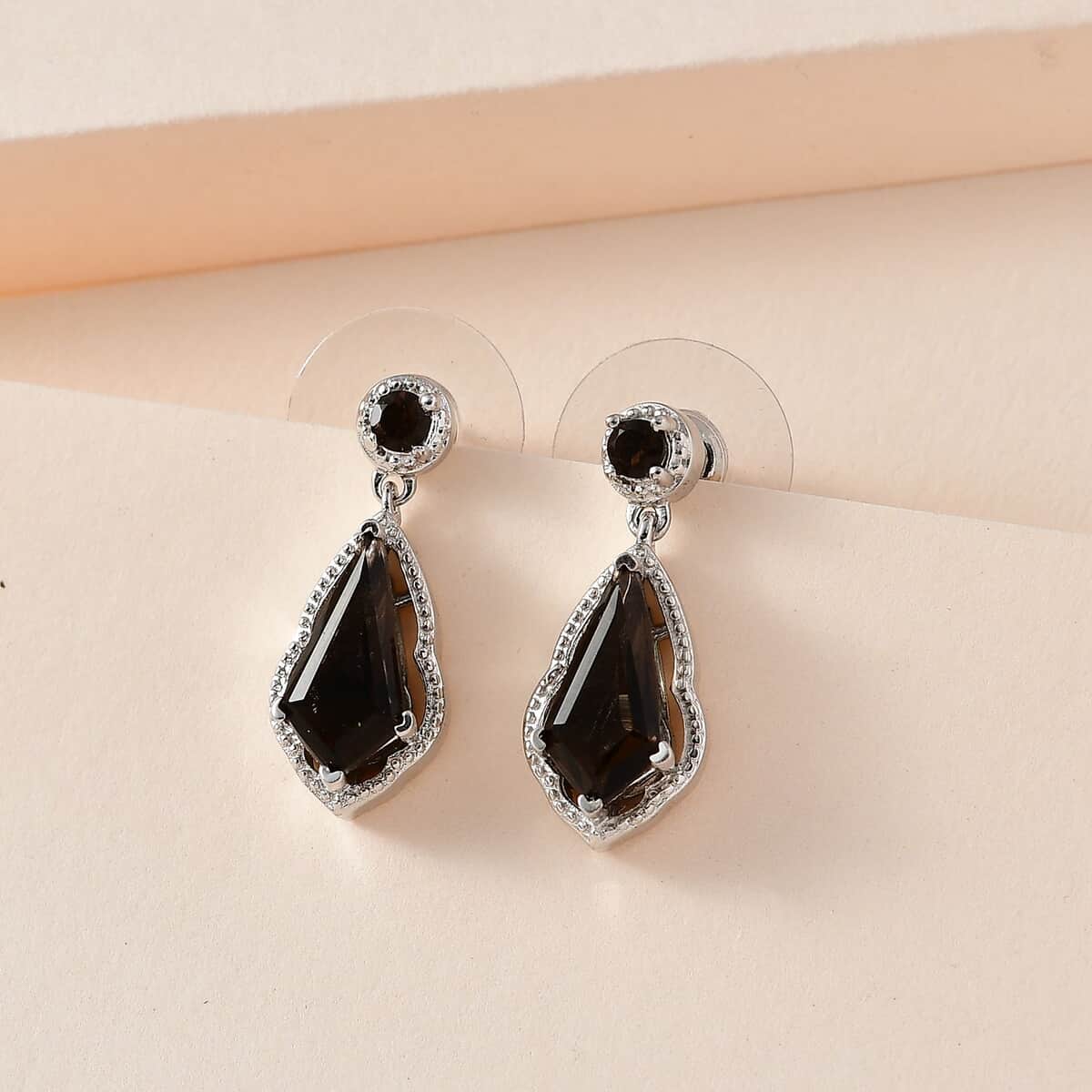 Brazilian Smoky Quartz Earrings in Platinum Over Copper 3.30 ctw image number 1