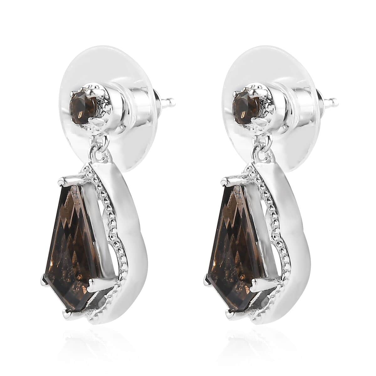 Brazilian Smoky Quartz Earrings in Platinum Over Copper 3.30 ctw image number 3