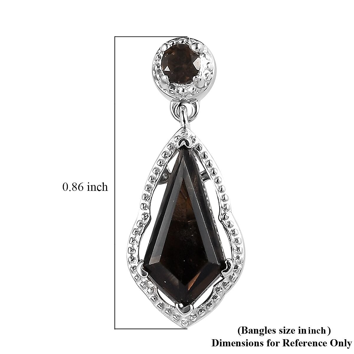 Brazilian Smoky Quartz Earrings in Platinum Over Copper 3.30 ctw