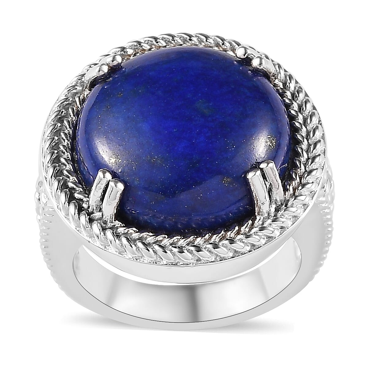 Lapis Lazuli Solitaire Ring in Platinum Over Copper with Magnet (Size 10.0) 11.50 ctw