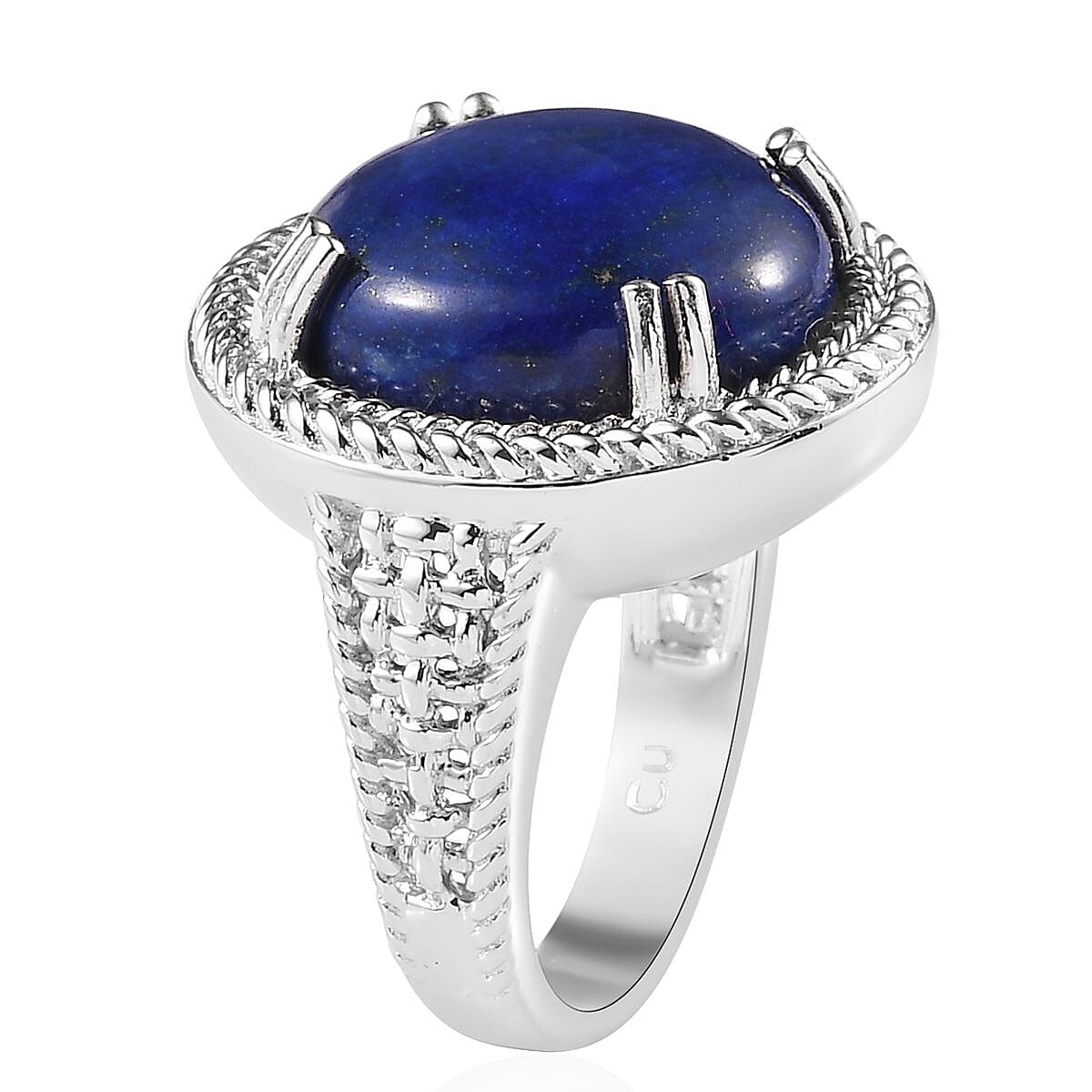 Lapis Lazuli Solitaire Ring in Platinum Over Copper with Magnet (Size 5.0) 11.50 ctw image number 3