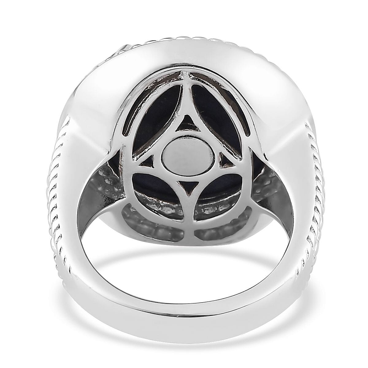 Lapis Lazuli Solitaire Ring in Platinum Over Copper with Magnet (Size 5.0) 11.50 ctw image number 4