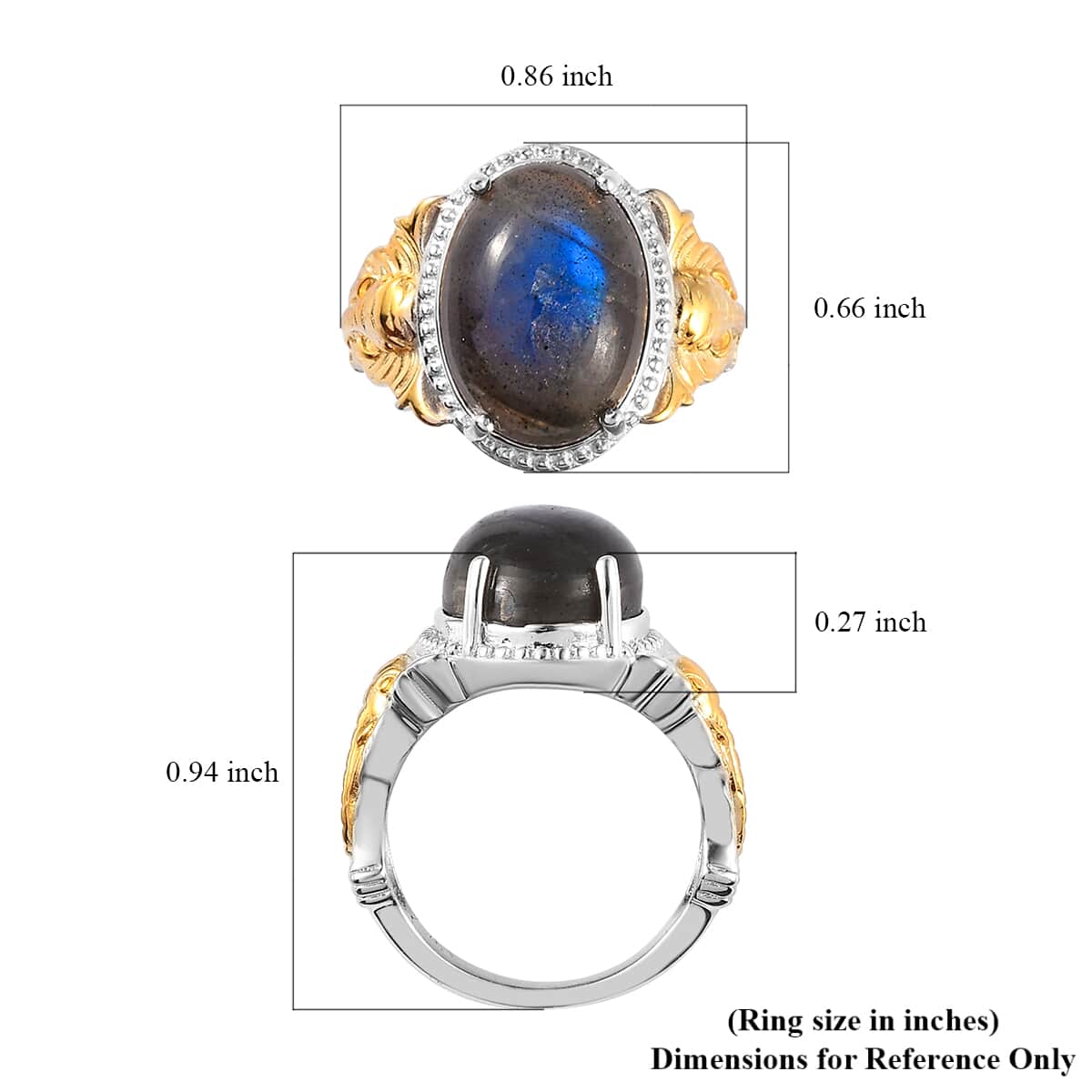 Malagasy Labradorite Solitaire Ring in 14K YG and Platinum Over Copper (Size 10.0) 6.35 ctw image number 5