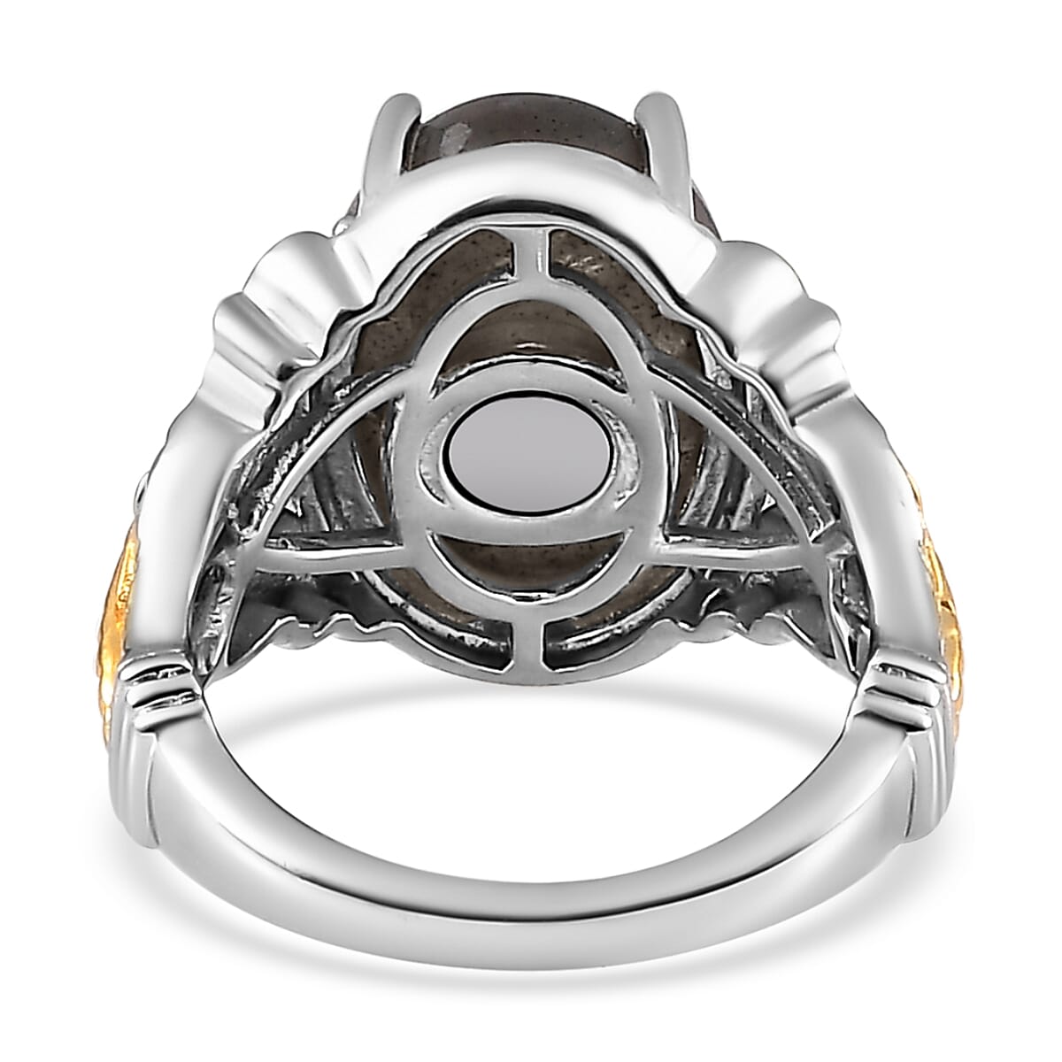 Malagasy Labradorite Solitaire Ring in 14K YG and Platinum Over Copper with Magnet (Size 6.0) 6.35 ctw image number 4