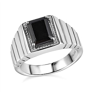Australian Black Tourmaline Men's Ring in Stainless Steel (Size 13.0) 2.35 ctw