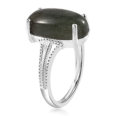Malagasy Labradorite Solitaire Ring in Sterling Silver (Size 9.0) 5.90 ctw