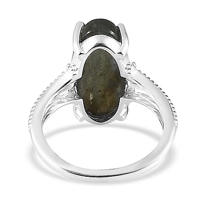Malagasy Labradorite Solitaire Ring in Sterling Silver (Size 9.0) 5.90 ctw