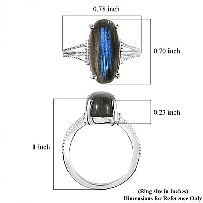 Malagasy Labradorite Solitaire Ring in Sterling Silver (Size 9.0) 5.90 ctw