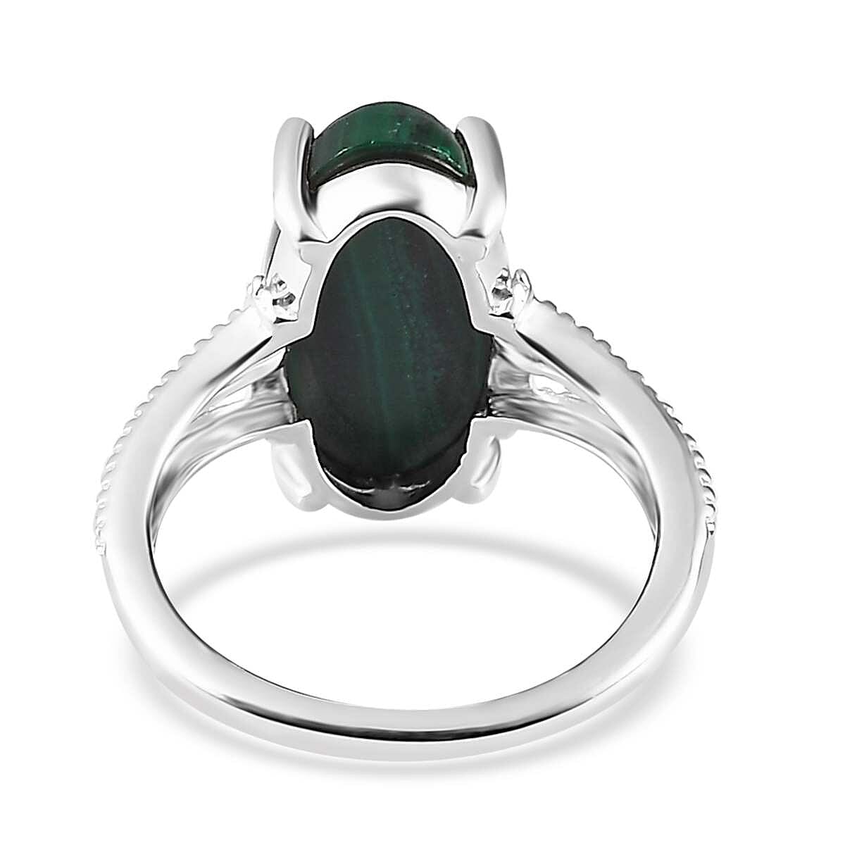 African Malachite Solitaire Ring in Sterling Silver (Size 10.0) 6.25 ctw image number 4