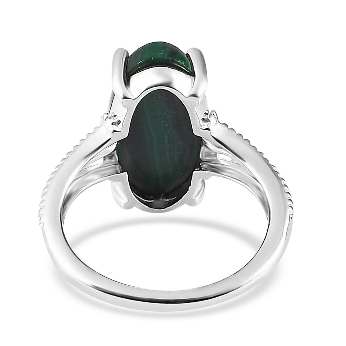 African Malachite Solitaire Ring in Sterling Silver (Size 8.0) 6.25 ctw image number 4