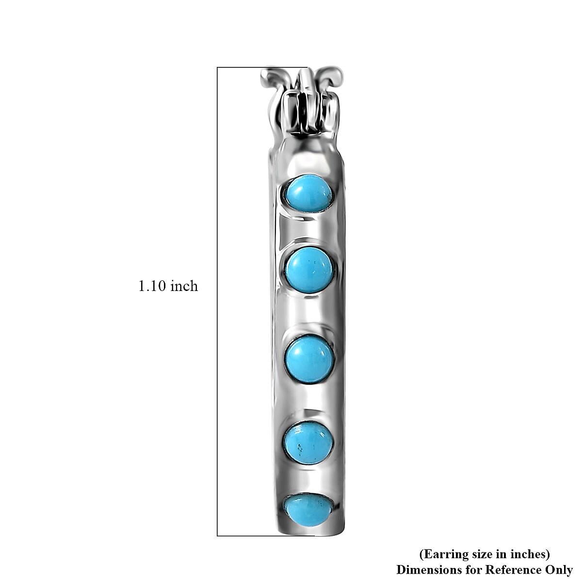Sleeping Beauty Turquoise Hoop Earrings in Stainless Steel 1.15 ctw