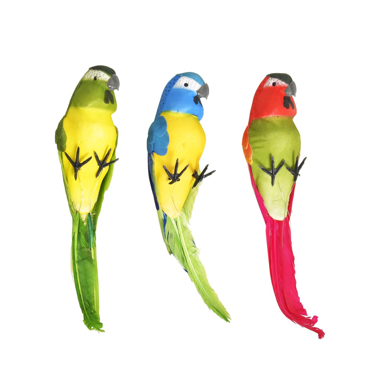 Set of 3 Hanging Parrots Perching on The Round Flower Ring image number 1