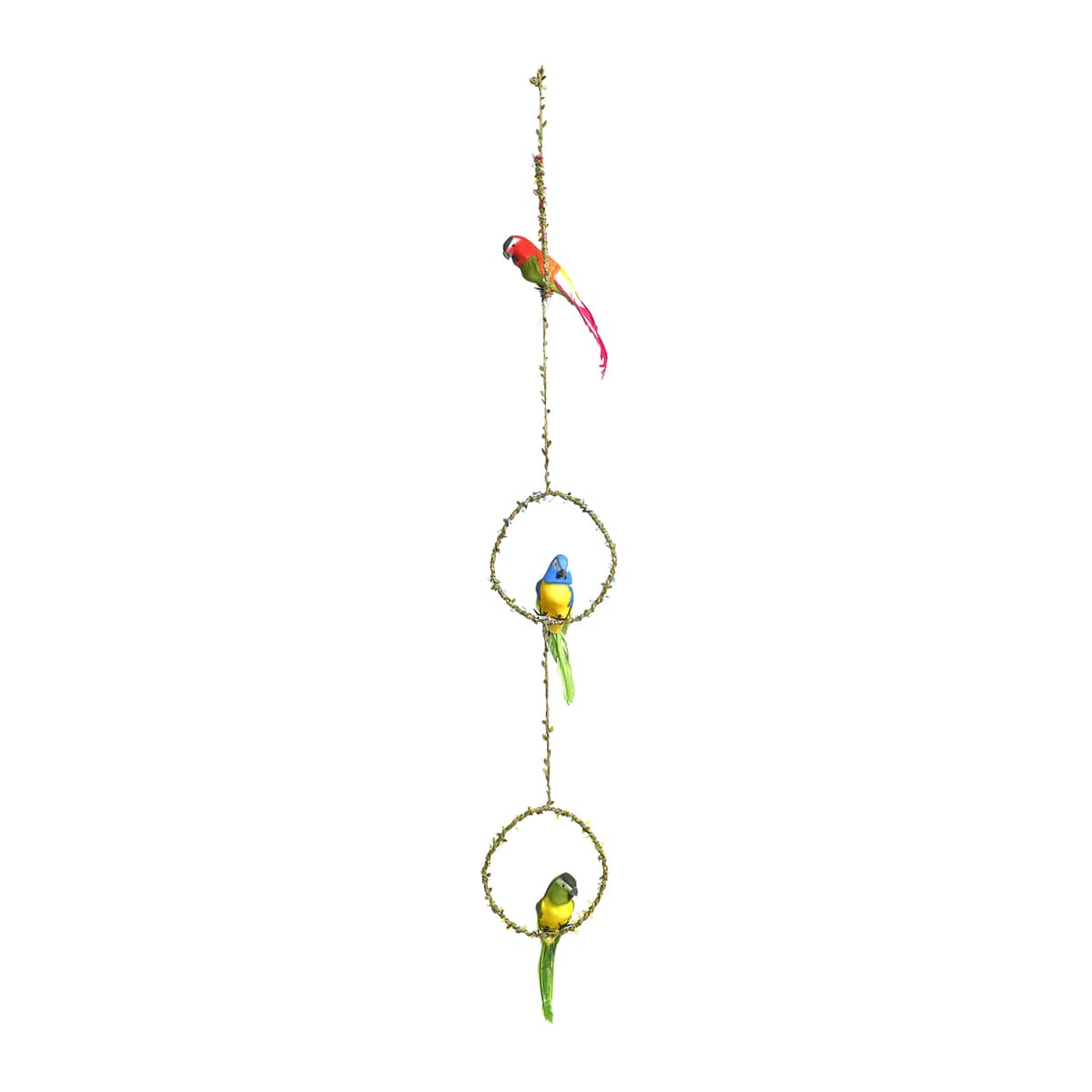 Set of 3 Hanging Parrots Perching on The Round Flower Ring image number 4