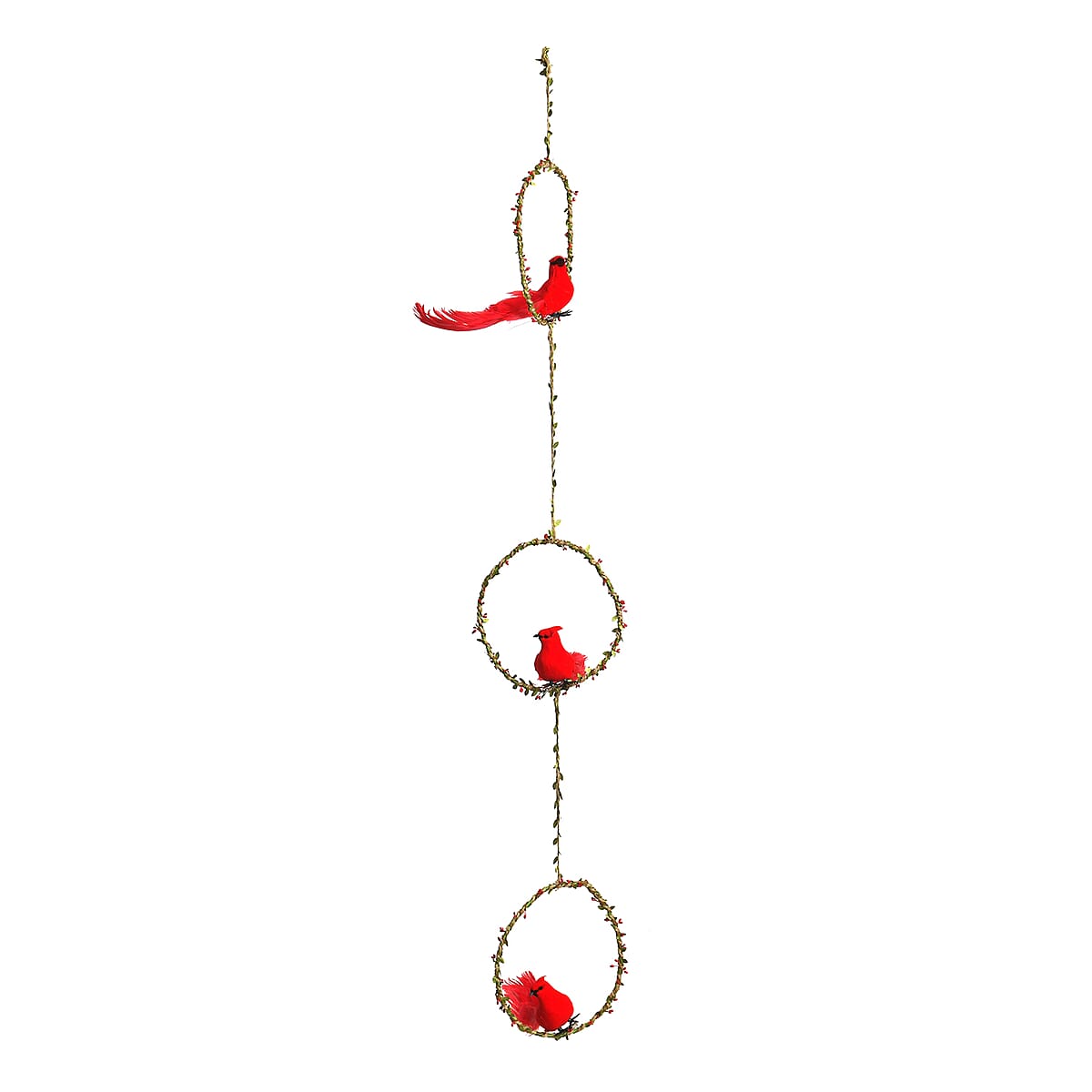 Set of 3 Hanging Cardinal Bird Perching on The Round Flower Ring image number 5