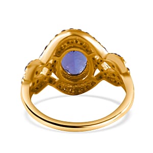 Luxoro 14K Yellow Gold Premium Tanzanite and Natural Champagne Diamond Ring (Size 7.0) 2.60 ctw