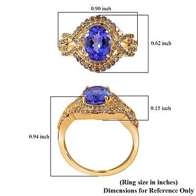 Luxoro 14K Yellow Gold Premium Tanzanite and Natural Champagne Diamond Ring (Size 7.0) 2.60 ctw