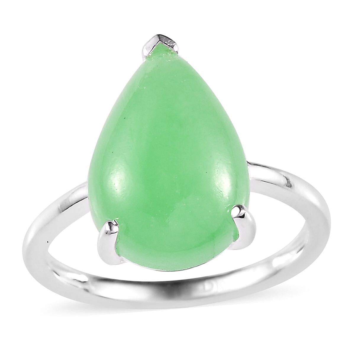 Green Jade (D) Solitaire Ring in Sterling Silver (Size 10.0) 6.50 ctw