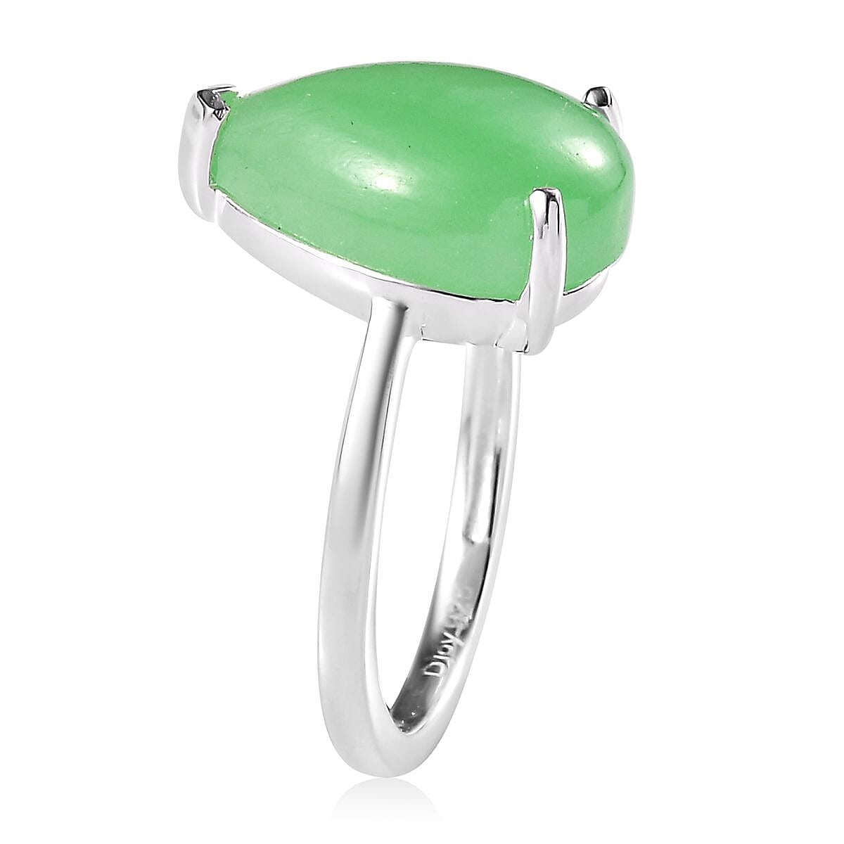 Green Jade (D) Solitaire Ring in Sterling Silver (Size 10.0) 6.50 ctw
