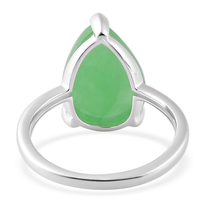 Green Jade (D) Solitaire Ring in Sterling Silver (Size 10.0) 6.50 ctw