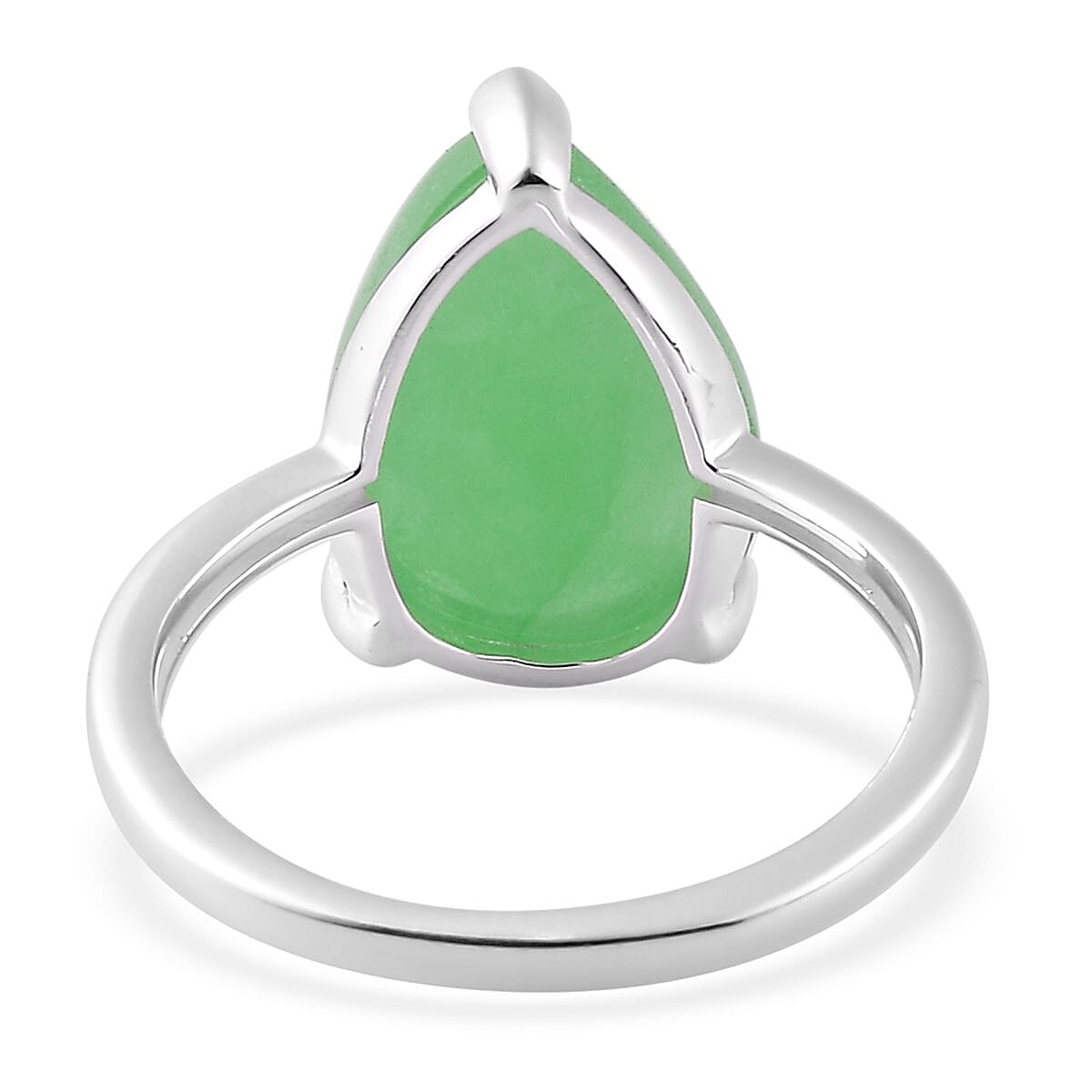 Green Jade (D) Solitaire Ring in Sterling Silver (Size 6.0) 6.50 ctw image number 4