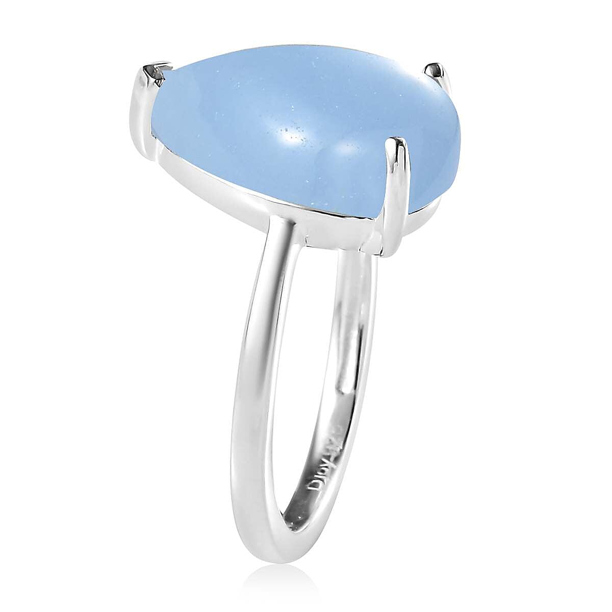 Light Blue Color Jade (D) Solitaire Ring in Sterling Silver (Size 7.0) 6.70 ctw
