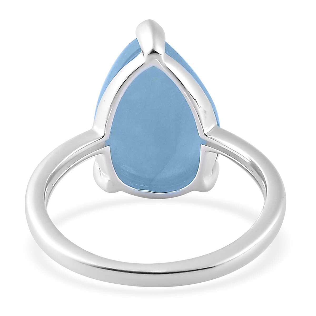 Light Blue Color Jade (D) Solitaire Ring in Sterling Silver (Size 7.0) 6.70 ctw