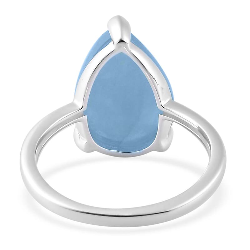Light Blue Color Jade (D) Solitaire Ring in Sterling Silver (Size 7.0) 6.70 ctw